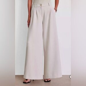 LOFT Cream Wide-Leg Pants 6